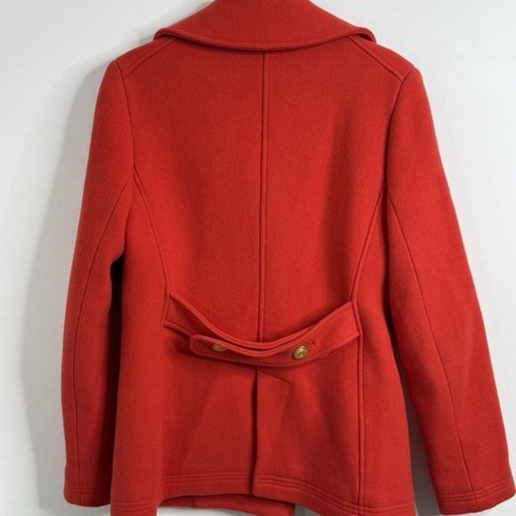 J Crew Stadium Cloth Nello Gori Coat 12 Orange Wool Double Breasted Gold Buttons - Picture 4 of 12